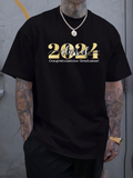 Men's T-Shirt Class Of 2024 Bold Letter Graduation Print T Shirt