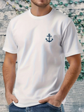 Men's T-Shirt Classic Nautical Theme With Simple Navy Blue Anchor Symbol