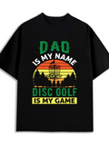 Men's T-Shirt Dad Is My Name Retro Sunset Silhouette Forest And Disc Golf Basket