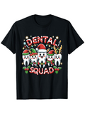 Men's T-Shirt Dental Squad Holiday Lights With Cute Cartoon Christmas Teeth