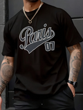Men's T-Shirt Paris Script Lettering With Retro Sports Style Under Bold Numbers