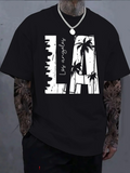 Men's T-Shirt Los Angeles Skyline With Palm Trees Under Black Night LA