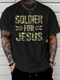 Men's T-Shirt Soldier For Jesus Camouflage Print With Geometric Arrow Pattern Lettering