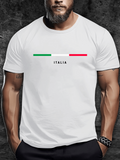 Men's T-Shirt Italia Minimalist Green And Red Stripes Under Simple Bold Lettering