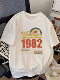 Men's T-Shirt Vintage 1982 Typography With Retro Rainbow Design T Shirt