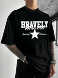Men's T-Shirt Bravely Believe With Star Among Simplicity Adventure Dreams