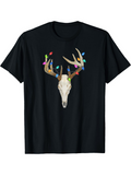 Men's T-Shirt Holiday Lights Wrapped On Antlers Of A Deer Skull