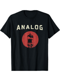 Men's T-Shirt Analog Vintage Electronic Tube Design With Red Circle Centerpiece
