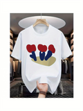 Men's T-Shirt Colorful Abstract Shapes On A Plain White Background Featuring Mushrooms