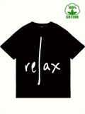 Men's T-Shirt Relax Minimalist Style White Handwritten Text On Cotton T Shirt