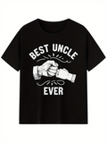 Men's T-Shirt Best Uncle Ever With Cartoon Hands Fist Bumping On Black Shirt
