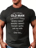 Men's T-Shirt Grumpy Old Man Humorous Statement Printed Black T Shirt