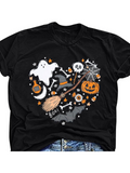 Men's T-Shirt Boo With Floating Ghosts Spiderweb Pumpkin And Halloween Heart
