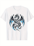 Men's T-Shirt Abstract Swirling Black Blue Design Tribal Dragon