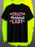 Men's T-Shirt Crazy Pickleball Lady Colorful Dots And Whimsical Lettering With Playful Expression