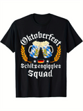 Men's T-Shirt Oktoberfest Schitzengiggles Squad Two Beer Mugs With Wheat And German Flag