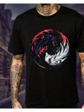 Men's T-Shirt Dynamic Opposing Wolves In Fiery And Icy Whirl Wind Circle