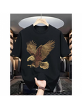 Men's T-Shirt Majestic Wilderness Eagle Soaring Among Painted Feathers And Open Wings