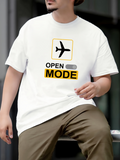 Men's T-Shirt Open Mode Airplane Icon Graphic Surrounded By Yellow Outline