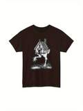 Men's T-Shirt Haunted Cottage With Large Clawed Bird Legs Emerging Creepy Shadow House