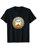 Men's T-Shirt Spooky Season Surrounded By Pumpkins Leaves And Smiling Ghost