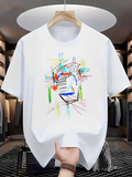 Men's T-Shirt Colorful Abstract Lines Creating A Modern Artistic Face