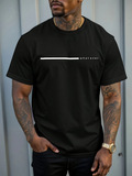 Men's T-Shirt Minimal Line Graphic With Simple Casual Modern Black T Shirt