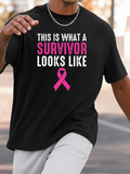 Men's T-Shirt This Is What A Survivor Looks Like Bold Pink Ribbon On Black Shirt