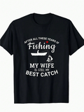 Men's T-Shirt After All These Years Romantic Lake Canoe With Fishing Rod And Text