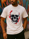 Men's T-Shirt Splashing Abstract Ink With Red Paint Behind Skull