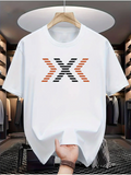 Men's T-Shirt Modern Orange And Black Lines Geometric Abstract X Symbol