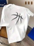 Men's T-Shirt Minimalist Curved Lines Forming Abstract Basketball Design