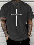 Men's T-Shirt Jesus Christ White Cross With Minimalist Black T Shirt