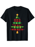 Men's T-Shirt Plaid Patterned Tree With Golden Star On Festive Christmas Tree