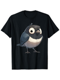 Men's T-Shirt Charming Chubby Blue Bird With Large Eyes Cartoon Bird
