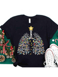 Men's T-Shirt Colorful Holiday Lights Twined Branches With Golden Star Above Lungs