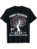 Men's T-Shirt Family Reunion Tree With Red Hearts Roots And White Lettering