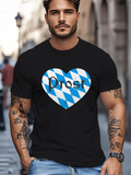 Men's T-Shirt Prost Blue And White Bavarian Patterned Heart