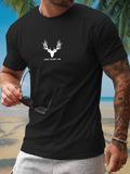 Men's T-Shirt Honey To Meet You Minimalist White Antlers On Black Deer