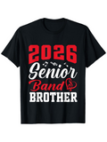 Men's T-Shirt Bold Red Numbers With Musical Notes And Marching Instrument Band Brother