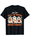 Men's T-Shirt Are You Fall O Ween Directions Ghosts With Pumpkins Under Festive Lettering