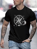 Men's T-Shirt Compass With Stylized North Direction Under Breaking Ocean Waves