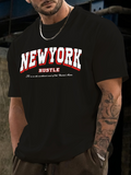 Men's T-Shirt New York Hustle With Bold Red White Lettering Urban Street T Shirt