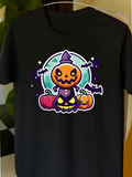 Men's T-Shirt Witch Hat With Glowing Pumpkins Under Night Sky Scarecrow