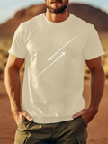 Men's T-Shirt Minimalist White Line With Airplane Flying Across Sky