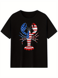 Men's T-Shirt Patriotic Stars And Stripes Pattern On American Lobster