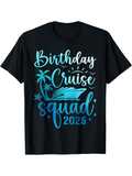 Men's T-Shirt Birthday Cruise Squad With Palm Trees Sunset Waves And Ocean Yacht