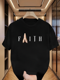 Men's T-Shirt Faith With Praying Hands Forming A Spiritual Centered Message