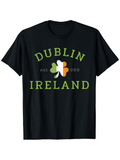 Men's T-Shirt Dublin Ireland Shamrock Surrounded By Irish Flag Colors Centered Design