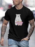 Men's T-Shirt Playful Polar Bear With Colorful Patterned Fish Design Bear